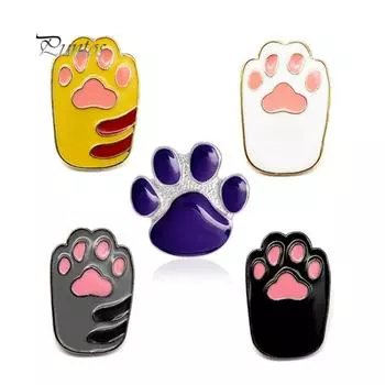 Милая эмалированная мультяшная брошь в виде лапы собаки, кошки, булавка, унисекс, ювелирные изделия из сплава, подарок, декор для значка синий