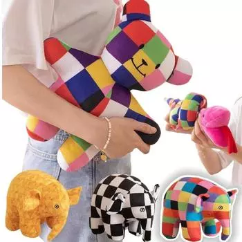 Милая аниме-фигурка слона Элмера, плюшевая игрушка, плюшевый мультяшный медведь, змея, куклы, мягкие животные, подушка для детей, рождественские подарки на Хэллоуин see choice option