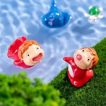 Милая аниме-фигурка Золотая рыбка Принцесса Поньо Золотая рыбка Джи смоляная миниатюрная фигурка Diy Домашнее украшение Настольный маленький орнамент