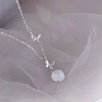 Милая бабочка имитация нефрита кулон ожерелья для женщин девочек чокер цепочка ожерелье элегантные ювелирные изделия день рождения вечеринка