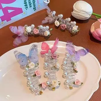 Милая бабочка телефонная линия веревка для волос хвост артефакт для женщин девочек элегантное кольцо для волос изысканные аксессуары для волос синий