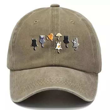 Милая бейсболка с принтом кота для мужчин и женщин, простая и повседневная, для ежедневной защиты от солнца, кепка с козырьком