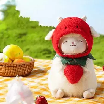 Милая белая овечка Лам держит мягкую плюшевую игрушку-обнимашку, стоящая фигурка ягненка, подарок на день рождения для девочки, Рождество красный