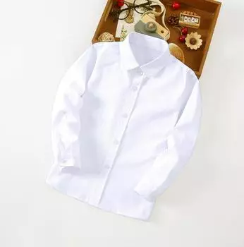 Милая белая рубашка с бантом для девочек, детская белая рубашка JK, одежда для выступлений, белая рубашка для детей среднего возраста, весенне-осенняя рубашка с коротким рукавом 110