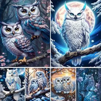 Милая белая сова картина полная дрель 5D алмазная живопись мозаичная вышивка «сделай сам» вышивка крестиком для украшения дома J3644 square 40x30cm белый