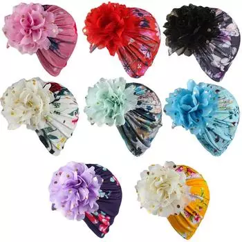 Милая блестящая детская шапка с цветочным принтом, тюрбан из мягкого хлопка, шапка для новорожденных мальчиков и девочек, шапочки, шапочки для малышей, детская шапка, повязка на голову бежевый