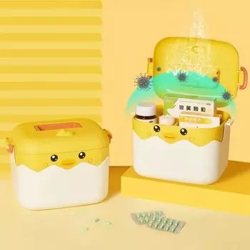 Милая большая аптечка, домашняя аптечка, многослойная портативная аптечка для малышей, домашняя детская аптечка лимонно-желтый