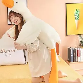 Милая большая белая гусиная плюшевая игрушка Kawaii, огромная утка, подушка для сна, мягкая кукла, подарок на день рождения для детей 50cm