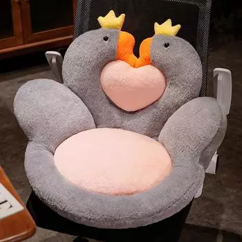 Милая большая белая гусиная подушка для сиденья, теплая лебединая подушка для сиденья зимой, ленивая цельная подушка для дивана, подушка для ягодиц для девочки Small 40 * 45cm (1kg) серый