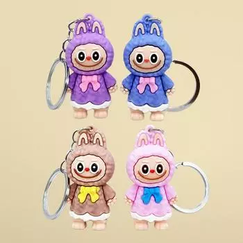 Милая брелок для ключей Labubu Girl, мультяшная кукла-монстр, кулон, автомобильный брелок, рюкзак, сумка, украшение, ювелирные изделия, подарок розовый