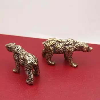 Милая бронзовая статуэтка медведя для офиса, украшения для стола, украшения, поделки, коллекции, фигурки животных, миниатюры, детские игрушки, подарки onesize