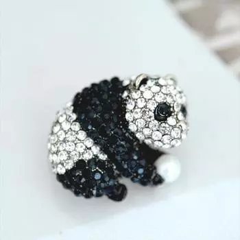 Милая брошь панда со стразами сплав корсаж мультяшная панда полная бриллиантовая булавка универсальная одежда женская корсаж булавка