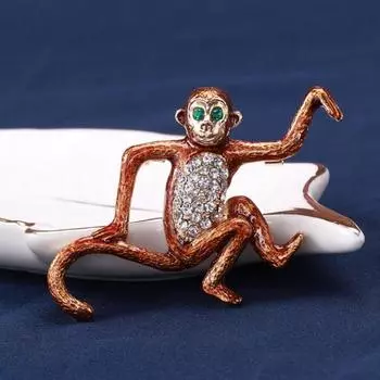 Милая брошь в форме обезьяны в форме животного, блестящие стразы, инкрустация костюма, булавка на лацкане, темперамент, пряжка для шарфа, значок, платье, пальто, аксессуары кофейный