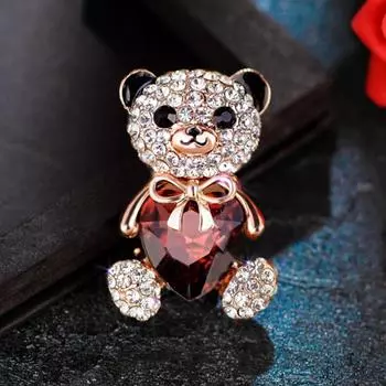 Милая брошь в виде хрустального медведя, женская мода, инкрустированная бриллиантами, корсаж с изображением животных, мультяшная креативная булавка, одежда с аксессуарами
