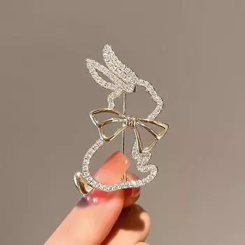 Милая брошь в виде кролика, темпераментная куртка, высококачественный дизайн, корсаж, костюм, фиксированная антибликовая булавка