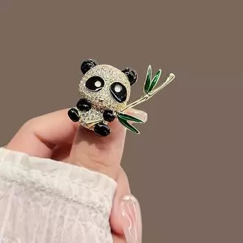Милая брошь в виде панды, модное животное, бамбуковое корсажное пальто, защитная булавка, аксессуар для женщин