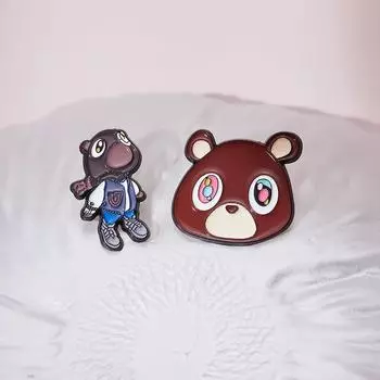Милая брошь в виде плюшевого мишки: Изящная, вдохновленная Канье Уэстом, изготовленная на заказ медаль, изысканный подарок для студентов, значок panda head