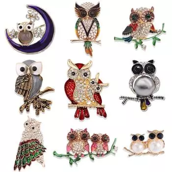 Милая брошь в виде совы в виде капли масла для женщин в стиле ретро с изображением мультяшного животного с бриллиантами, аксессуары для одежды