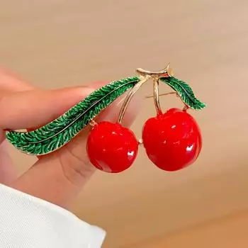 Милая брошь в виде вишни, высококачественная женская корсажная булавка, антибликовая брошь в виде капли масла, аксессуары для одежды