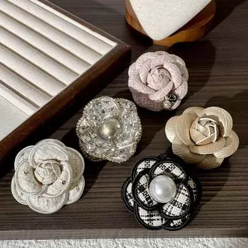 Милая булавка для шарфа с цветком, пряжка для воротника со стразами, изысканная брошь «Камелия» для девочки Style 7