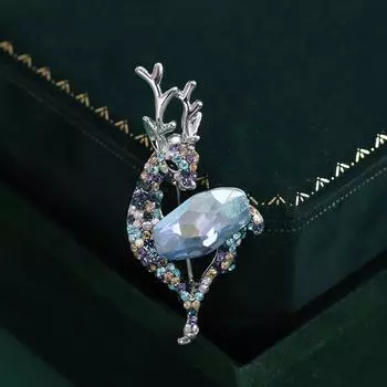 Милая бутиковая хрустальная универсальная брошь-заколка для воротника с оленем, защищающая от света