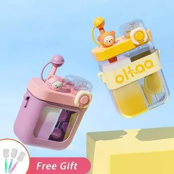 Милая бутылка для воды для девочек 580/800 мл, креативный стакан с трубочкой, летняя портативная детская кавайная чашка, спортивный напиток, пластиковый чайник без BPA without sticker