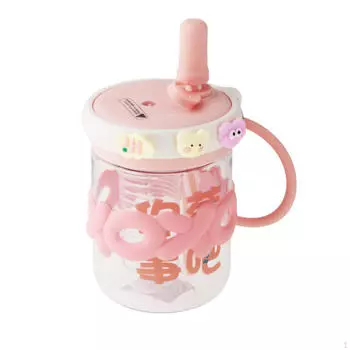 Милая бутылка для воды с трубочкой 700 мл мультяшный большой емкости и наклейками чашка для спорта