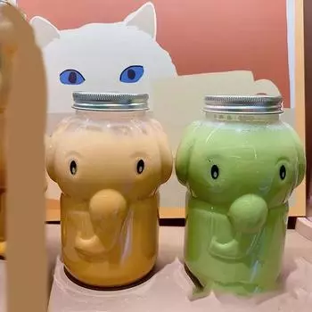 Милая бутылка для воды в виде слона, мультяшная чашка для питья молока и чая, портативная бутылка для кухни 500ML