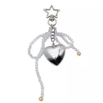 Милая цепочка для мобильного телефона с сердечком любви, креативная цепочка для мобильного телефона с бисерным бантиком, изящное украшение с подвесками в виде сердечек белый