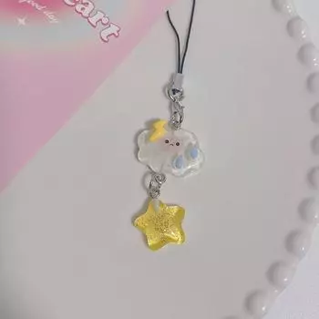 Милая цепочка для телефона с изображением облака и звезды, Kawaii, яркий цвет, ремешок для телефона, брелок для девочек, милый ремешок для мобильного телефона as the picture