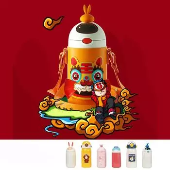 Милая чашка для воды, прыгающая детская чашка-термос с соломинкой, чайник для питья в детском саду, подарочная коробка, чашка для воды 350ML-600ML