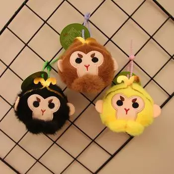 Милая черная подвеска в виде головы Укуна, плюшевая игрушка, кукла, маленькая обезьянка, школьный рюкзак, подвесное украшение, брелок, кукла 4 inches