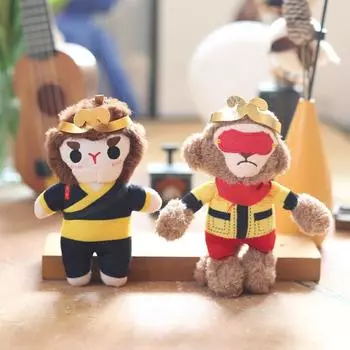 Милая черная подвеска в виде мифического Сунь Укуна, плюшевая игрушка, кукла, сумка-брелок для ключей Monkey King 15cm