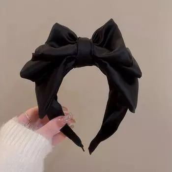 Милая черная повязка на голову с бантом, темпераментная элегантная повязка на голову для женщин, головной убор в корейском стиле, аксессуары для волос для девочек