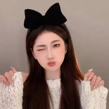 Милая черная повязка на голову с бантом, темпераментная элегантная повязка на голову для женщин, головной убор в корейском стиле, аксессуары для волос для девочек 1PC