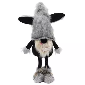 Милая черная собачка-гоблин, безликая кукла, украшение в виде собаки-гнома с высунутым языком One Size