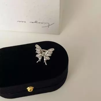 Милая Цирконовая Бабочка Серьги-Клипсы Женские Нишевые Дизайн Чувство Личности Нежные Модные Простые Темпераментные Серьги Серьги
