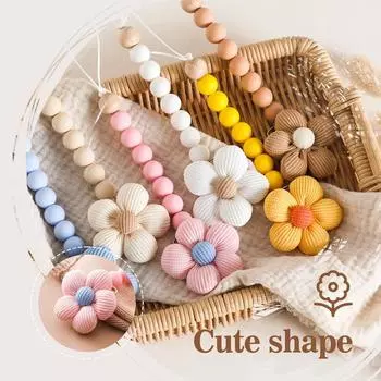 Милая детская деревянная цепочка для пустышки, аксессуары для новорожденных, цепочка для игрушек в форме цветка, цепочка для пустышки против падения, подарок для новорожденного кофейный