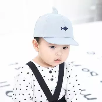 Милая детская кепка с вышивкой в виде акулы, летняя мягкая хлопковая бейсболка для новорожденных, для мальчиков и девочек, уличные солнцезащитные козырьки синий