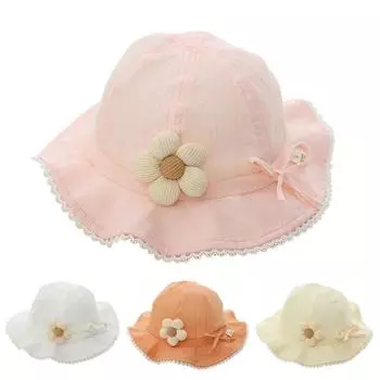 Милая детская летняя шапка для девочек, аксессуары, детская кепка, хлопковая регулируемая детская панама, шляпа от солнца принцессы для малышей, От 3 до 24 месяцев 3-24M белый