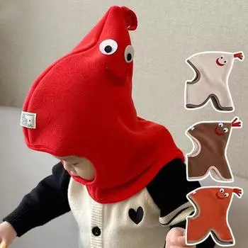 Милая детская шапка с изображением петуха из мультфильма, осенне-зимняя детская защитная шапка-шарф, интегрированная шапка, забавная теплая уличная шапка с капюшоном, подарки A1