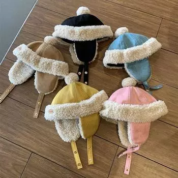 Милая детская шапка-ушанка, зимняя теплая шапка для новорожденных, ветрозащитная теплая шапка-бомбер для мальчиков и девочек розовый