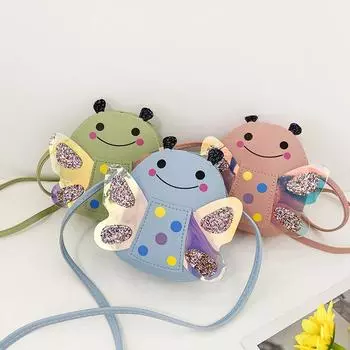 Милая детская сумка через плечо, сумка для девочек с пайетками, сумка для пеленания в виде маленькой пчелки, сумка в виде иностранной принцессы. жёлтый