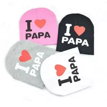 Милая детская вязаная шапка для маленьких девочек и мальчиков, теплая хлопковая шапка, головной убор для новорожденных с принтом «Я ЛЮБЛЮ ПАПА МАМА» one size чёрный