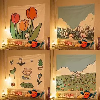 Милая девочка дети мультфильм подвесная ткань офис гостиная гобелен украшение стены дома гобелен 100x75cm