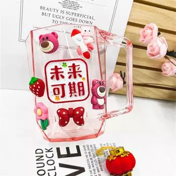 Милая девушка сердце мультфильм креативный ополаскиватель для полости рта дома высокая цветовая ценность многоцелевые питьевые стаканчики для воды пара студент стакан для мытья