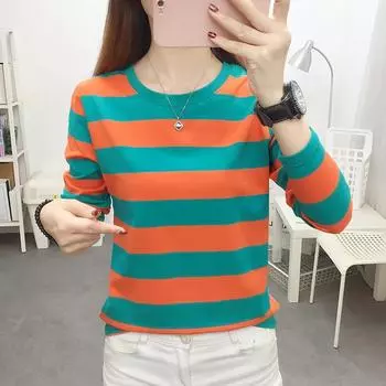 Милая девушка, вес плюс размер, свободная тонкая футболка с длинным рукавом, женская осенняя одежда, базовая рубашка в иностранном стиле, закрывающая живот, топ для уменьшения возраста M красный