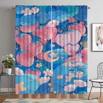 Милая девушка занавеска для окна для комнаты 2 панели шторы детская комната тюль для спальни Хэллоуин украшения оттенки разделение гостиная W50xH70cmx2pcs-CL