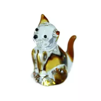 Милая фигурка кошки, глазурованная статуэтка кошки, креативное украшение в виде хрустальной кошки, домашний декор