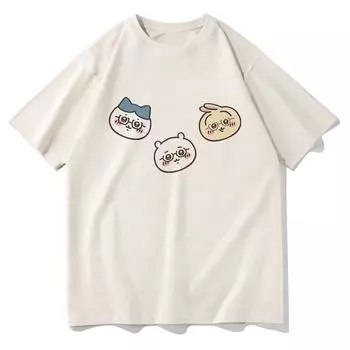 Милая футболка Chiikawa унисекс/женская футболка Harajuku с эстетической графикой Kawaii футболка унисекс японского аниме мультфильм оверсайз хлопковая футболка 2XL